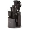 Classic 30 Piece Spin N Store Rotating Carousel Stainless Steel Cutlery and Tool Set Gray