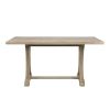 TREXM 6-Piece Farmhouse Dining Table Set, Rectangular Trestle Table and 4 Upholstered Chairs & Bench for Dining Room (Natural Wood Wash)