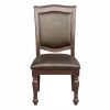 Traditional Style Dining Room Table w Leaf 2x Armchairs and 4x Side Chairs Dining 7pc Set Brown Cherry Finish Upholstered Seat Wooden Furniture