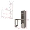 Computer Desk with Single Door Cabinet and 4-Tier Shelf Bicknell, Light Gray Finish