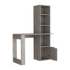 Computer Desk with Single Door Cabinet and 4-Tier Shelf Bicknell, Light Gray Finish