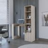 Computer Desk with Single Door Cabinet and 4-Tier Shelf Bicknell, Light Gray Finish