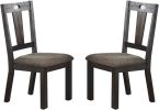Transitional Style 7pc Dining Room Set Dining Table w Leaf and 6x Side Chairs Dark Grey Finish Cushion Seats Kitchen Dining Furniture