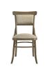Bistro Vintage Walnut 9 Piece Dining Table with Extension Leaf and Off White Fabric Dining Chairs