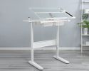 hand crank adjustable drafting table drawing desk with 2 metal drawers (white)WITH STOOL