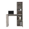 Computer Desk with Single Door Cabinet and 4-Tier Shelf Bicknell, Light Gray Finish
