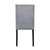 5pc Dining Set Black Finish Dining Table and 4x Gray Velvet Side Chairs Casual Style Wooden Furniture Dining Room Furniture